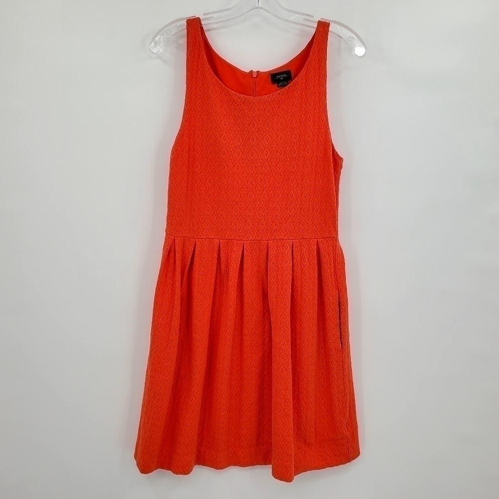 Anthropologie Deletta Orange Pleated Casual Dress